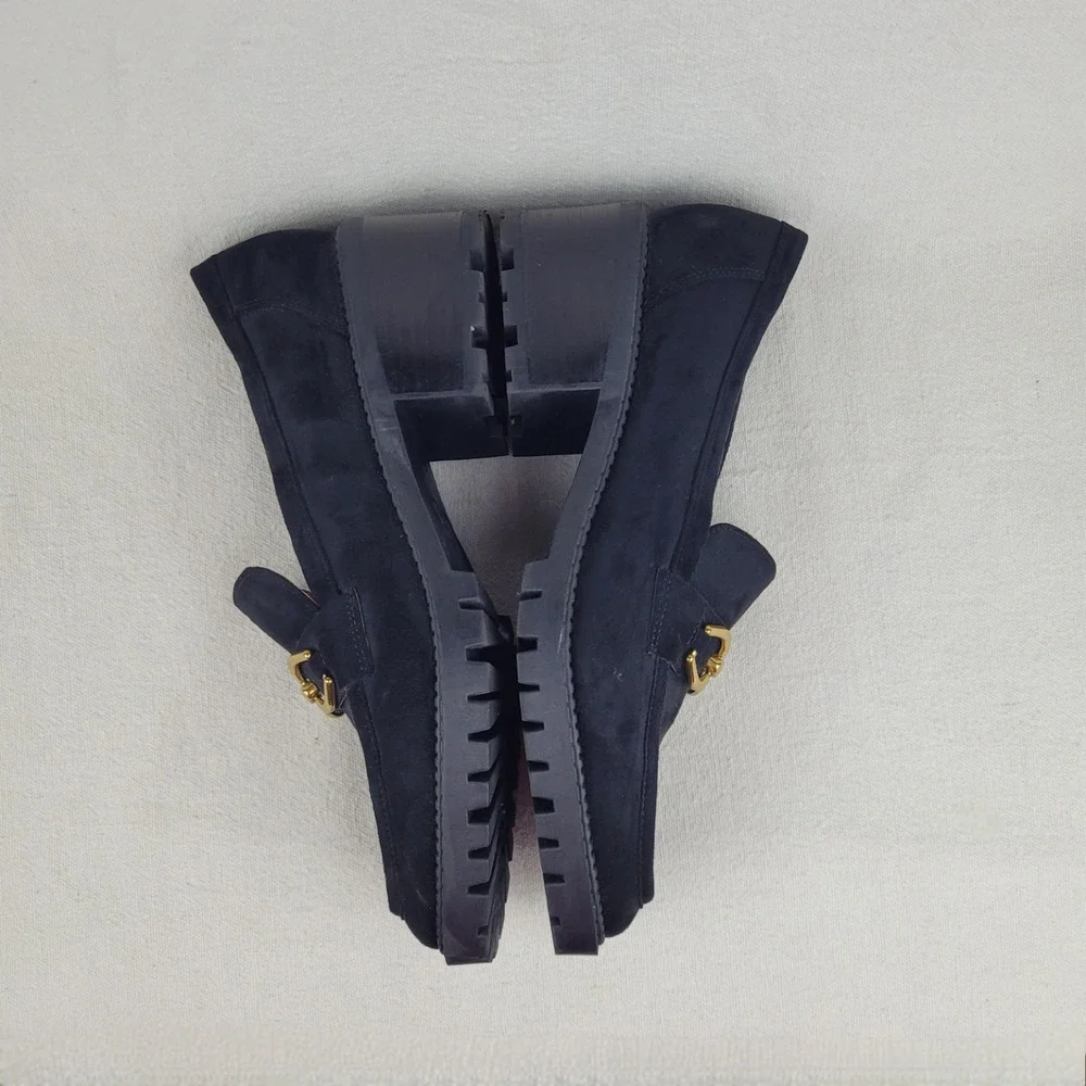 Marc Fisher Black Faux Suede Lug Sole Delanie Loafers Women's Size 10M